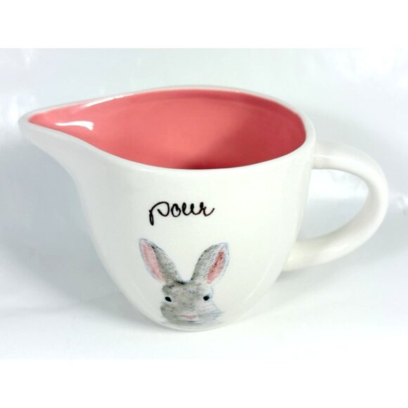 Rae Dunn Artisan Collection Magenta Pink Pour Easter Bunny Rabbit Creamer - Picture 1 of 9